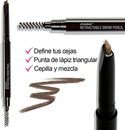 wet n wild Ultimate Eyebrow Retractable Definer Pencil, doppelseitig, feine Spitze, formt, definiert, füllt Augenbrauen aus - Dark Brown