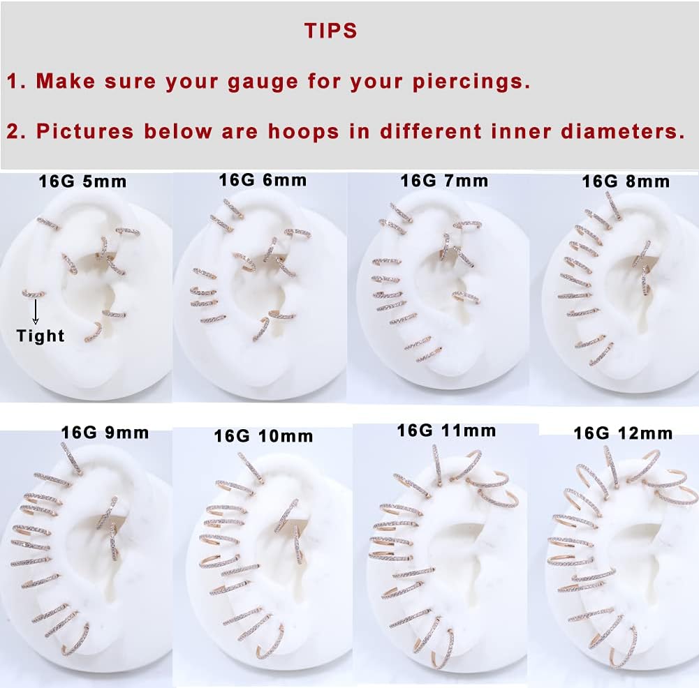 TDEBA Conch Piercing Schmuck, 316L Chirurgenstahl Segment Nasenring, CZ Knorpel Ohrringe, Lippenring, Segment Helix Rook Nahtloser Clicker Piercing Schmuck
