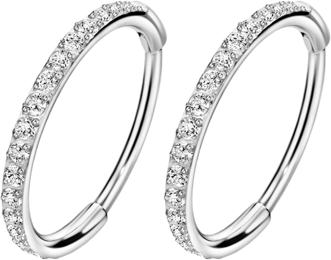 20G, 10mm2 Pcs, Silver, Clear Cz, 10mm