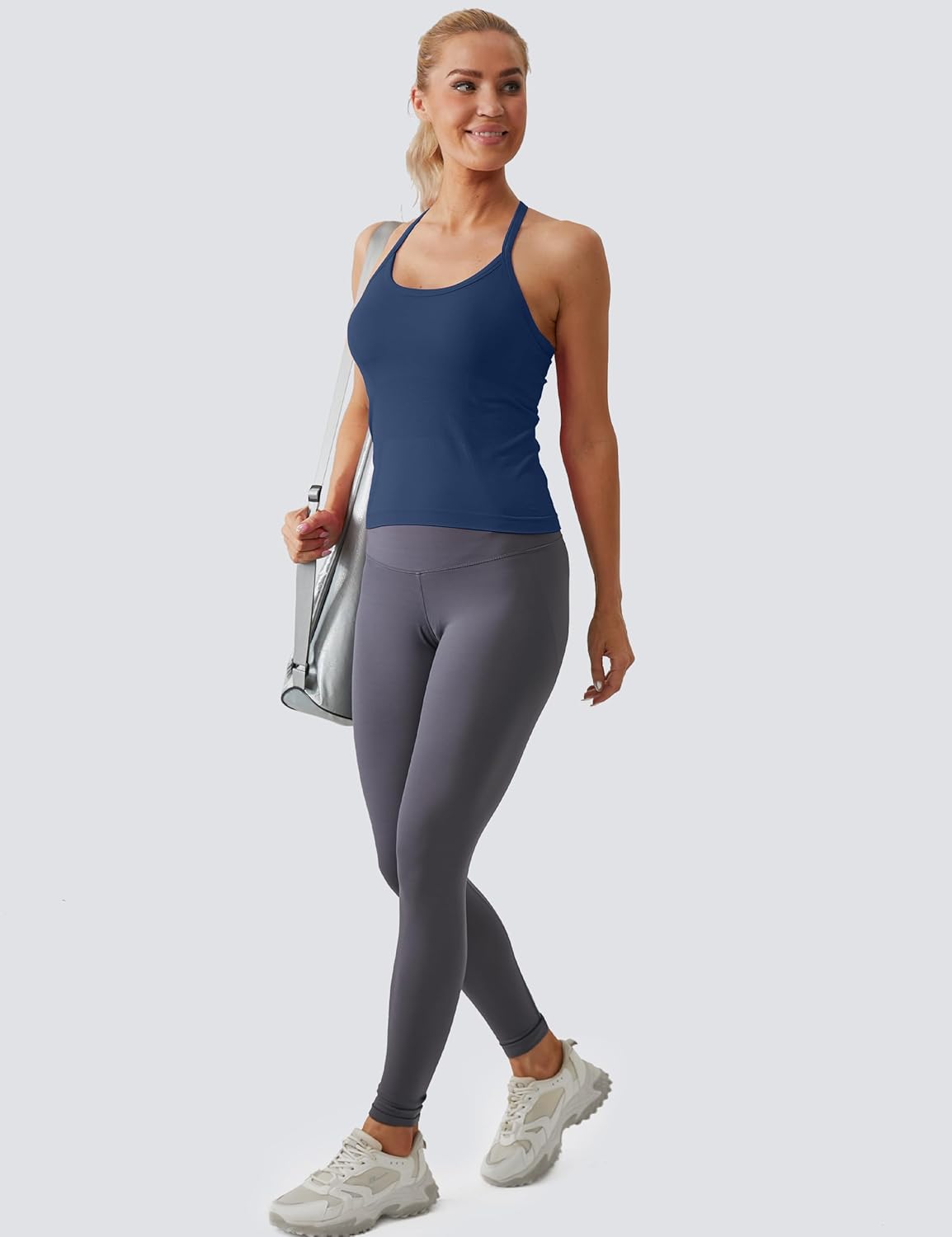 MathCat Workout Tank Tops für Damen mit integriertem BH, ärmellose Gym Tops Nahtlose Racerback Athletic Yoga Shirts