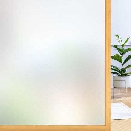rabbitgoo Window Films for Privacy, Static Cling Frosted Glass Sticker, Non-Adhesive Privacy Film Sun Blocking Window Covering Frosting Vinyl Bathroom Sliding Glass Door, 44.5 x 200cm, Pure Frosted