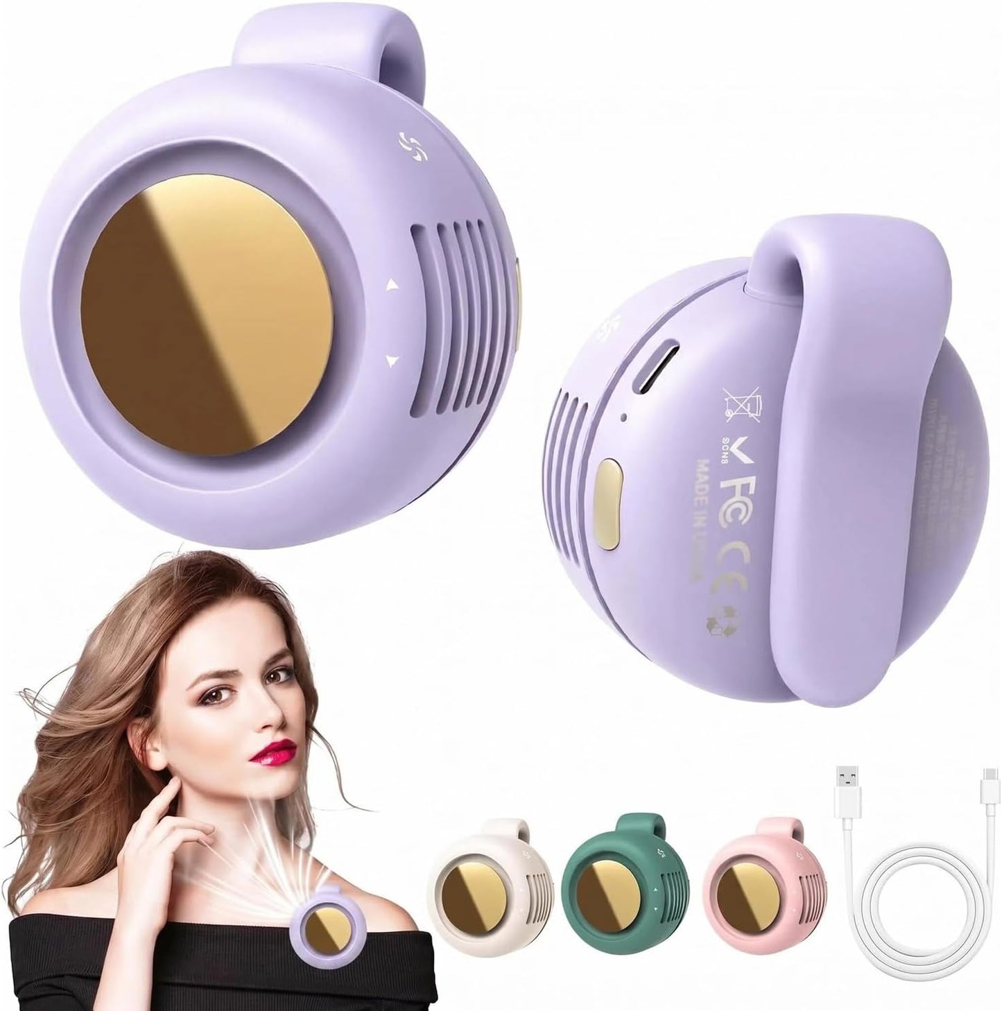 Portable Silent Mini Bladeless Fan Clip On, Small Fan Clip on for Shirt & Waist, Adjustable 3-Speed Suspended Whirlwind Fans, For Outdoor & Travel & Office, Travel Accessories, Gift