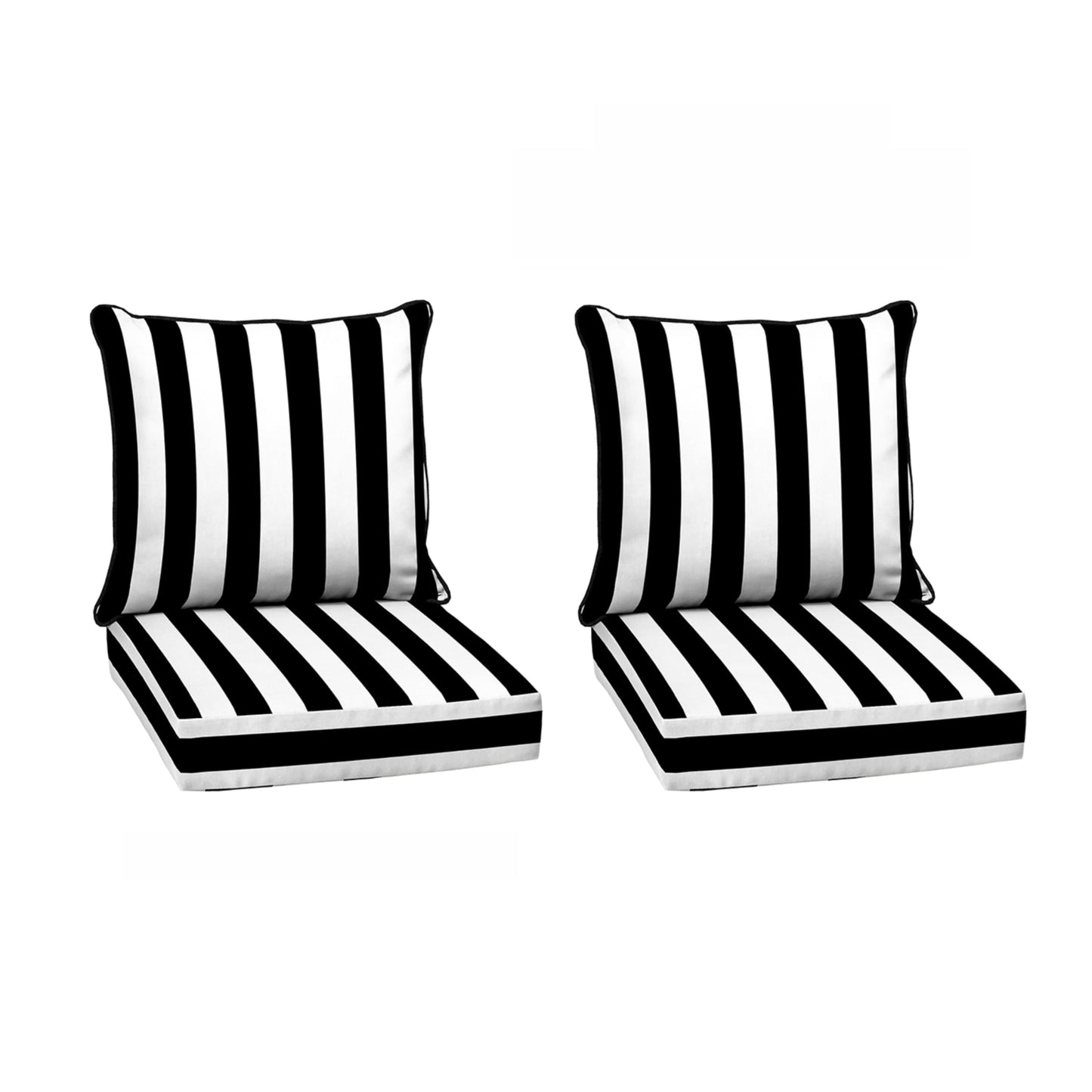 Arden Outdoor Foam Deep Seat Cushions Set, 24x24, Premium High-Density Foam, Never Flattens, Weather-Proof for Patio Chair Sofa Couch, Blue Shibori Stripe