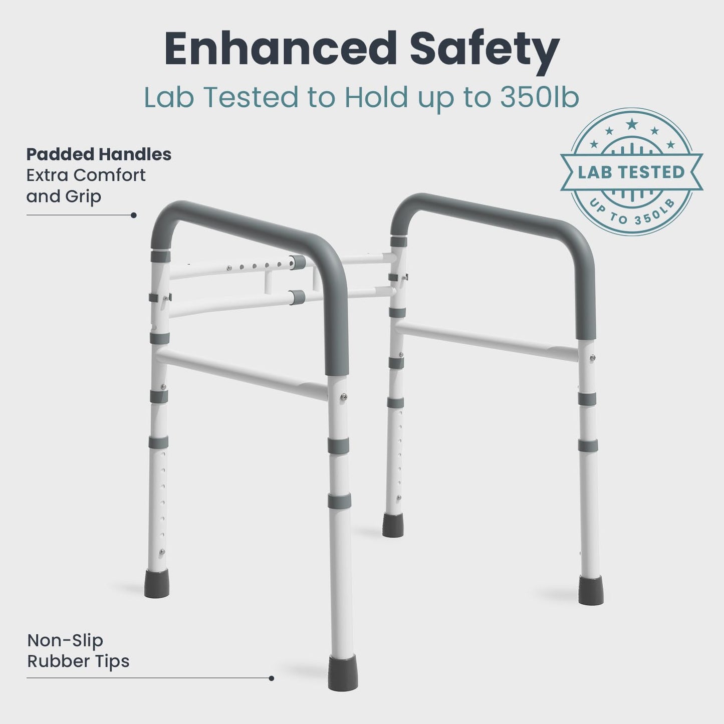 PELEGON Toilet Safety Rails (350 lb) - Adjustable Toilet Safety Frame & Rails, Toilet Safety Rail for Elderly Adults, Toilet Handles for Seniors, Toilet Bars for Elderly & Handicap