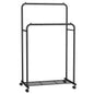 SONGMICS Clothes Rack with Wheels, Clothing Rack for Hanging Clothes, 25.4 mm Metal Garment Rack with Dense Mesh Storage Shelf, 110 lb Load Capacity, 2 Brakes, Black UHSR25BK