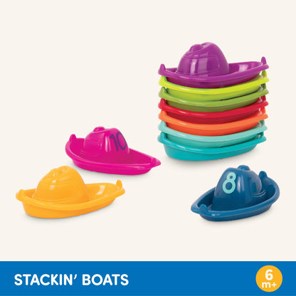 Battat – 10 Stapelboote für die Badewanne – nummerierte und stapelbare Badespielzeuge – schwimmende Spielzeuge für Badewanne, Pool,, Strand – Lernspielzeuge – 6+ Monate