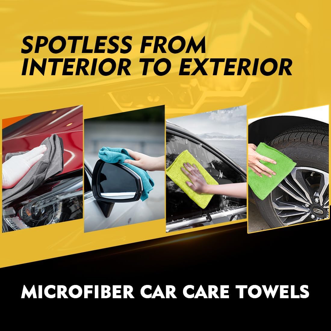 HOMEXCEL Mikrofasertuch 12er-Pack, 31,75 x 31,75 cm Mikrofasertücher für Autos, ultra-saugfähiges Autowaschtuch, fusselfreie, streifenfreie Reinigungstücher für Auto, Küche und Fenster (Grau)