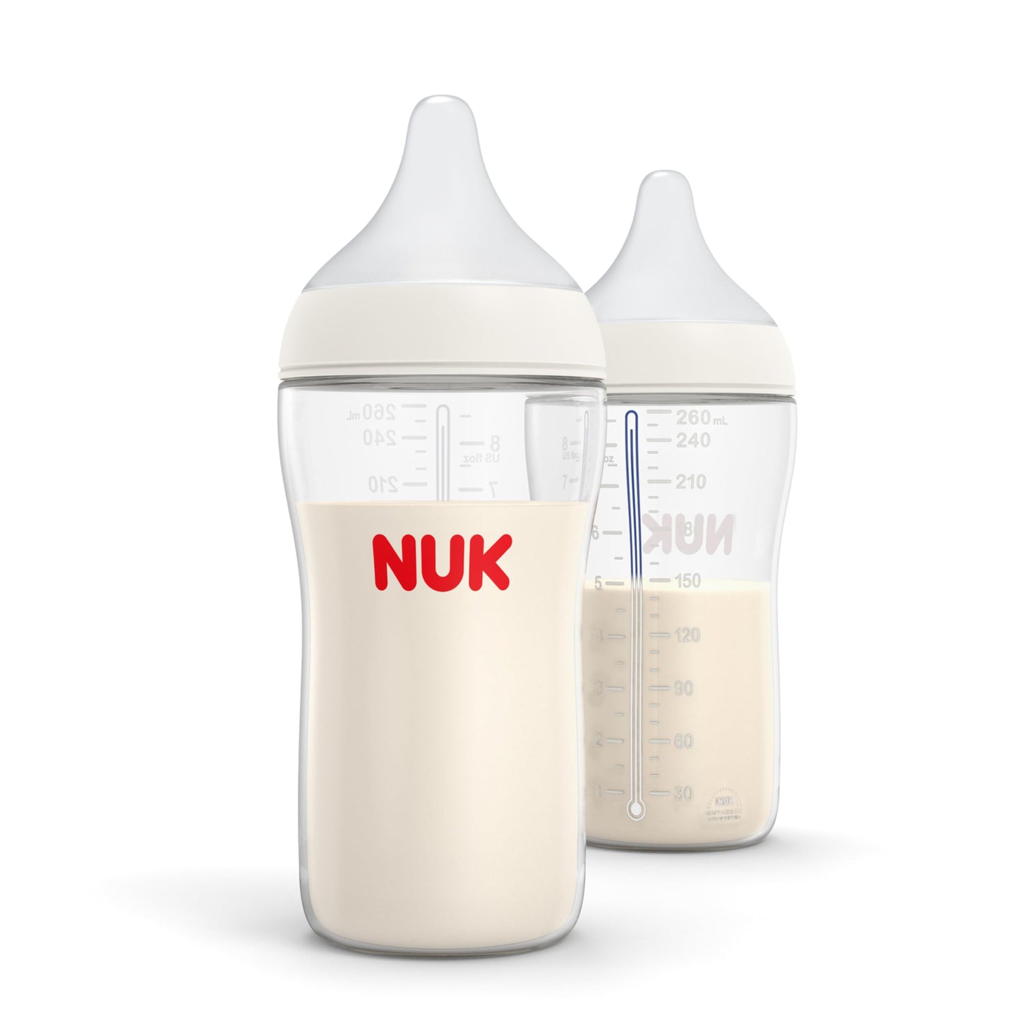 NUK Perfect Match Glass Natural + Anti-Colic Bottle, 8 oz. Glass Baby Bottles with SafeTemp Temperature Indicator, Newborn Essentials, 3-Pack