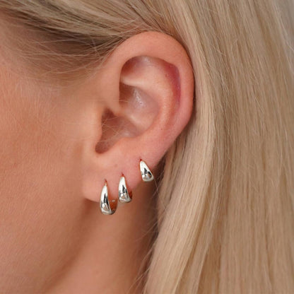 Inerney 14K Gold Plated Huggie Hoop Earrings for Women, Small Sterling Silver Earring Set Hypoallergenic Cartilage Helix Stacks, Mini Dainty Cute Trendy Birthstone Jewelry Gift for Multiple Piercings