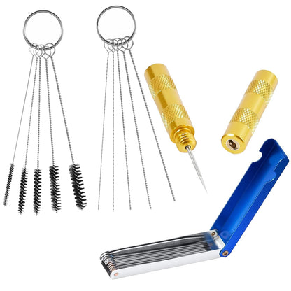 ABEST AirbrushSpray GunCarburetorCleaning Tool Set,13 Cleaning Wires Set + 5 Cleaning Needles + 5 Nylon Brushes + 1 Repair Tool for Removing Nozzle Paint, Dirt, Tattoo Tube,Carb Carburetor