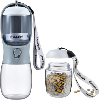 Cibaabo Dog Water Bottle with Food Container, Travel Puppy Water Bowl, Portable Pet Dispenser, Dog Gift Stuff Accessories Items, Puppy Essentials Necessities for Yorkie Cat Walking and Hiking