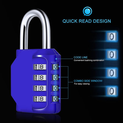 Combination Padlock, Diyife 4 Digit Locker Lock Weatherproof Lock Outdoor Combination Lock for School Gym Locker,Toolbox, Fence, Hasp, Cabinet(Black)
