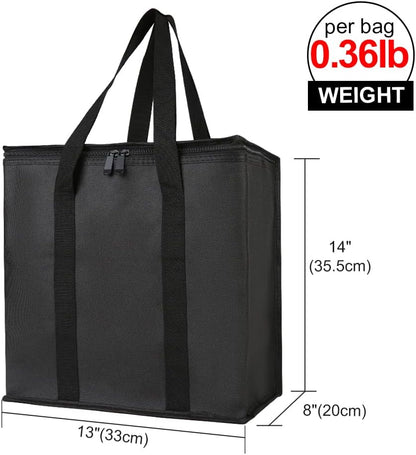 Bodaon Isolierte Essensliefertasche - Warm- & Kalthaltetransporttasche, Catering/Doordash Pizzawärmer, Einkaufstasche, Kühltasche für Partys (Schwarz-Rot, 1 St.), Ideal für den Transport warmer Speisen