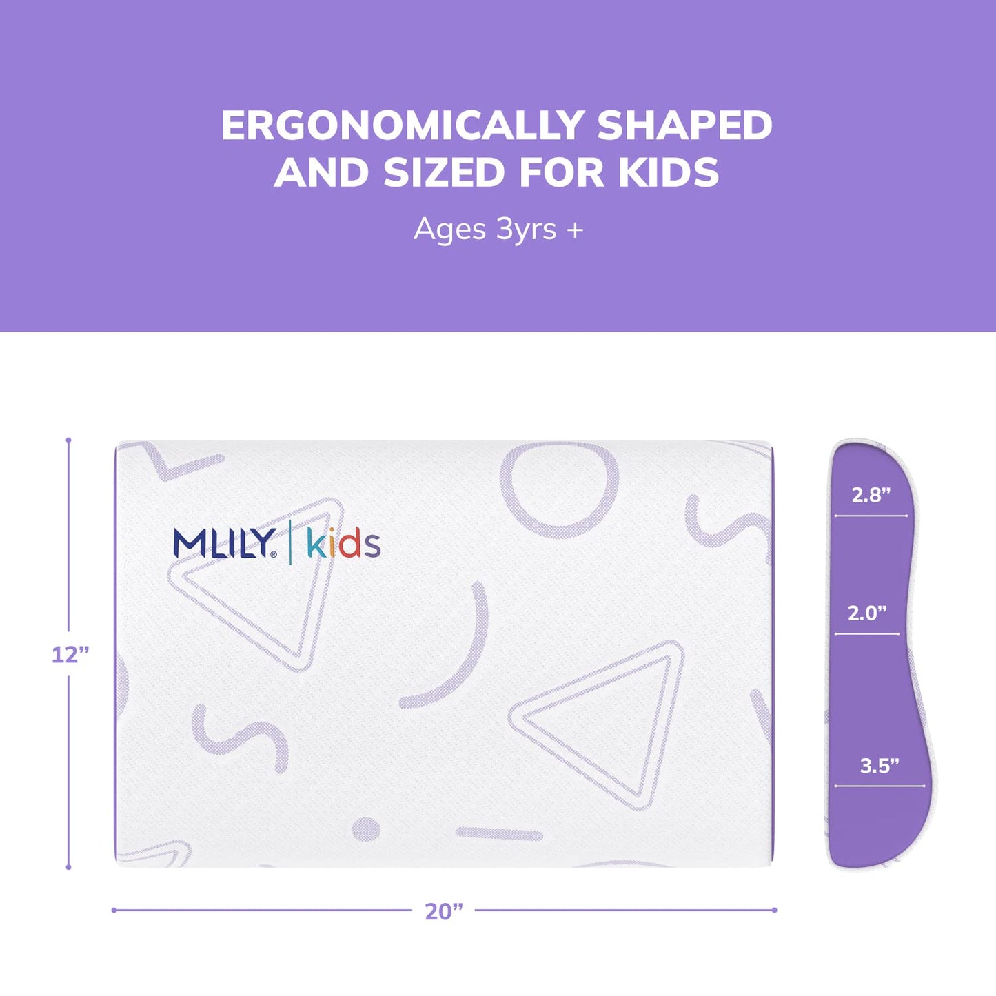 MLILY Kids Pillow for Sleeping, Adjustable Kids Memory Foam Pillow for Bed Set, Breathable and Cooling Pillows for Kids Boy Girl, CertiPUR-US Certified, 12x20 Inch, Blue