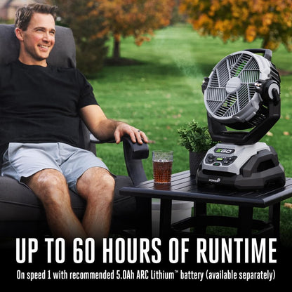 EGO POWER+ Portable Misting Fan, Outdoor Electric 18" 5 Speed Fan, Battery and Charger Not Included - FN1800