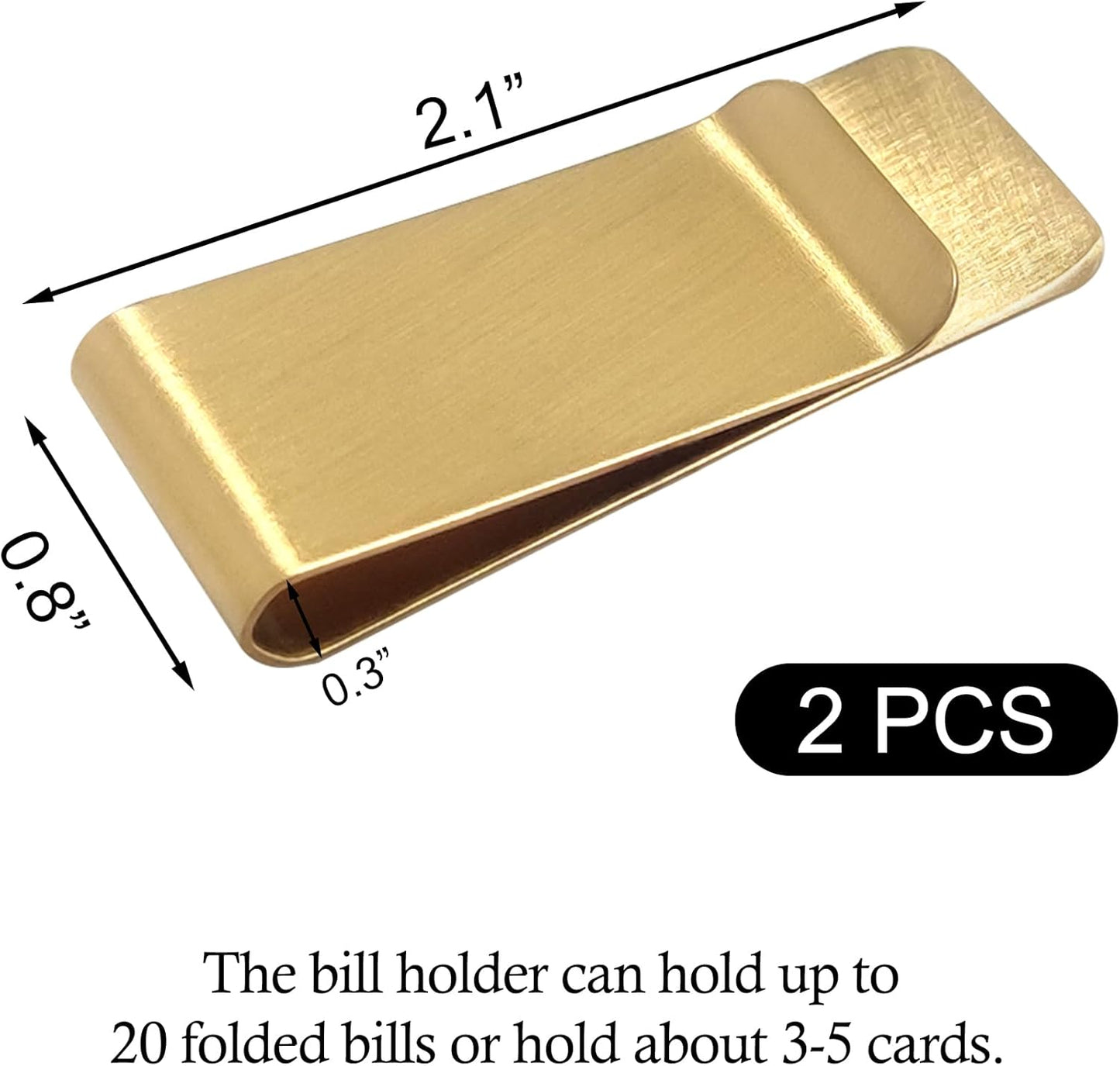 2 PCS Stainless Steel Slim Money Clips Sturdy Cash Receipt Note Clip Credit Card Wallet Bill Holders for Men and Women - Silver and Gold
