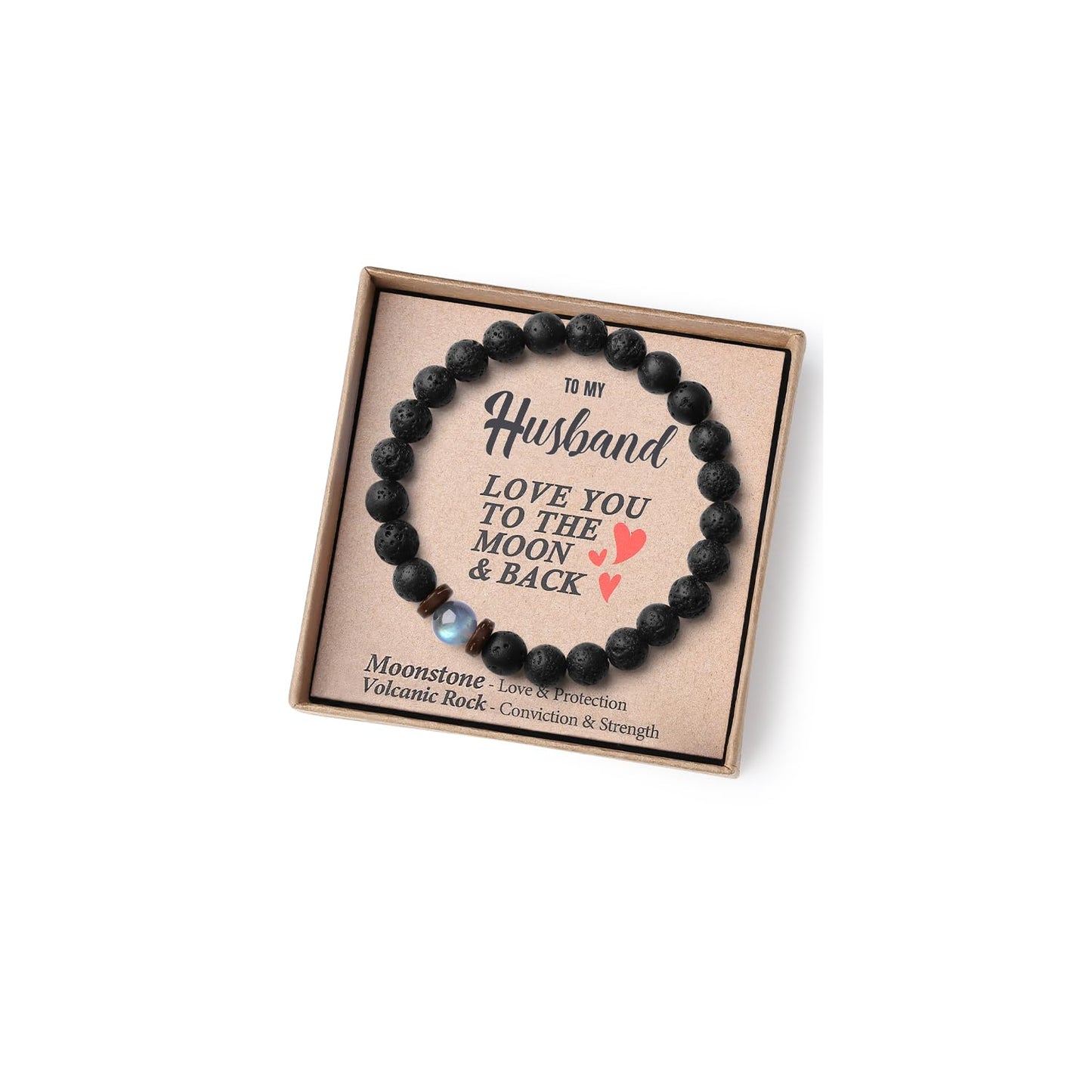 THEMEROL Handmade Gifts for Boys/Men-Love/Strength-Natural Gemstone Bracelet for Son Grandson Dad Boyfriend Husband Brother Nephew Uncle