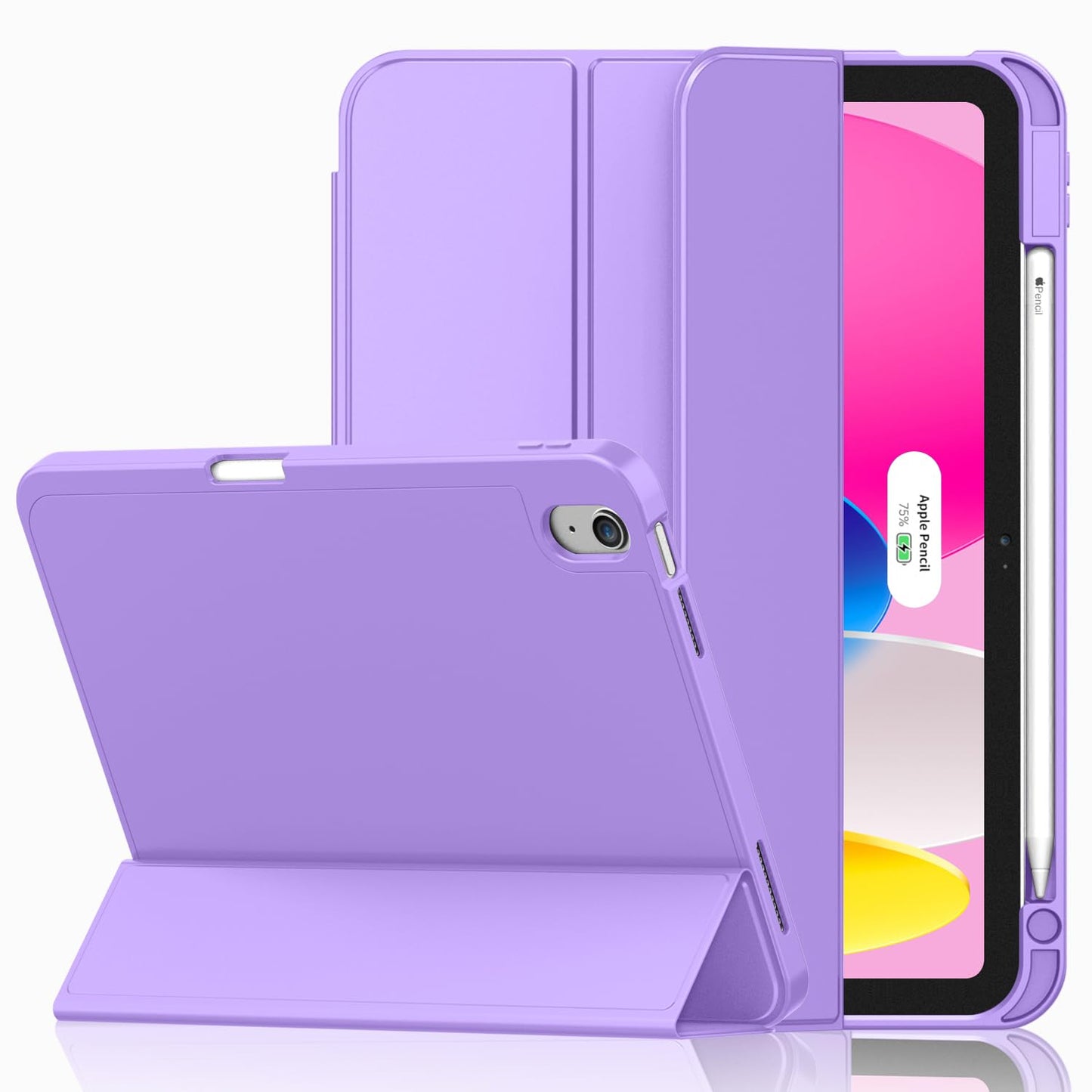 iMieet Case for iPad (A16)/iPad 10th Generation [11-Inch 2025/10.9 Inch 2022], Trifold Stand Smart Cover with Pencil Holder and Soft TPU Back, Supports Touch ID(Black)
