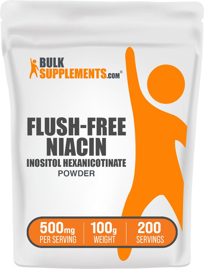 BulkSupplements.com Flush Free Niacin Powder - as Inositol Hexanicotinate, Vitamin B3 Supplement, Niacin 500mg Flush Free - Gluten Free, 500mg of per Serving, 5kg (11 lbs) (Pack of 5)