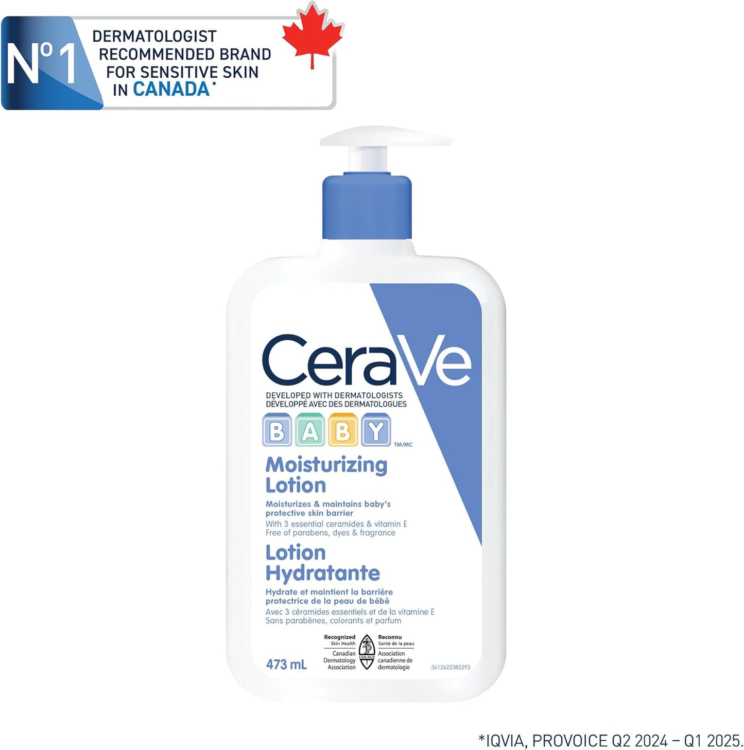 CeraVe BABY Moisturizing Lotion, Gentle Skin Care for Face & Body with Ceramides, Hyaluronic Acid, Niacinamide & Vitamin E. Fragrance-Free, Paraben-Free, Dye-free. Sensitive skin, non-greasy, 473ML