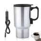HERCHR 12v 450ml Car Heating Cup, Hot Water Kettle Electric Portable Car Electric Mug Stainless Steel Heated Travel Mug for Water Coffee Milk Tea