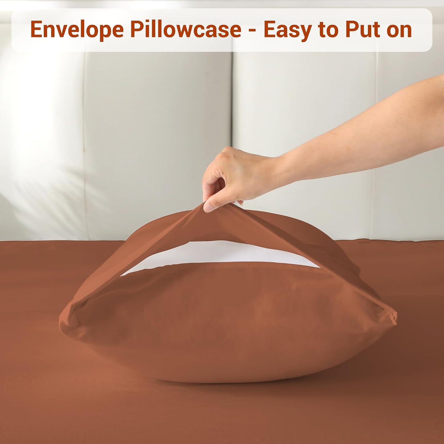 Cozy Up with Softan's Burnt Orange Queen Size Sheet Set