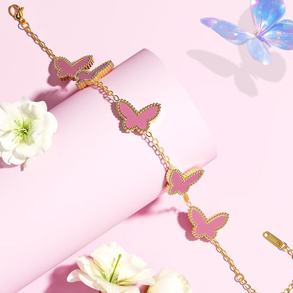 AICase 18K Gold Plated Clover Bracelet Dupes Gold/White/Black Bracelet Set for Women Flower Leaf Lucky Clover Bracelets Trendy Jewelry Birthday Gifts for Women/MoM/Friends