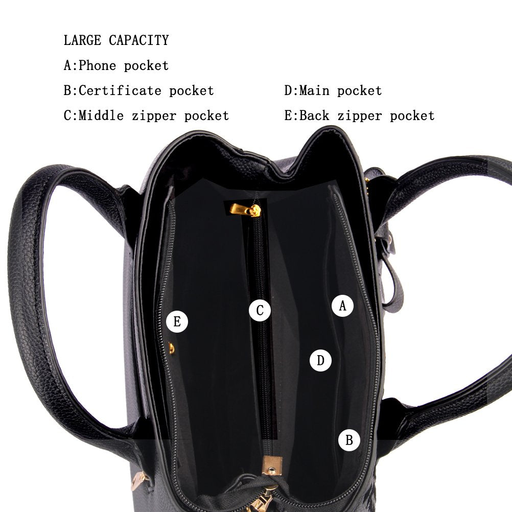 Jeniulet Geldbörsen und Handtaschen für Damen Mode Damen PU-Leder Top-Griff Satchel Schulter Tragetaschen Dunkelgrau 10.2" x 3.9" x 7.9"