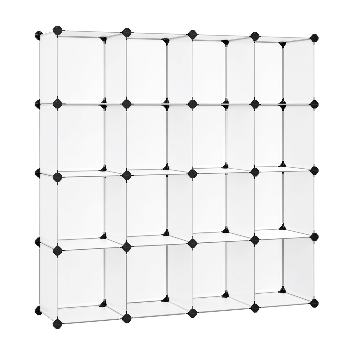 SONGMICS Cube Storage Organizer, Set of 16 Plastic Cubes, Closet Organizers and Storage, Room Organization, Bedroom Living Room, 12.2 x 48.4 x 48.4 Inches, Rustic Brown ULPC442A01