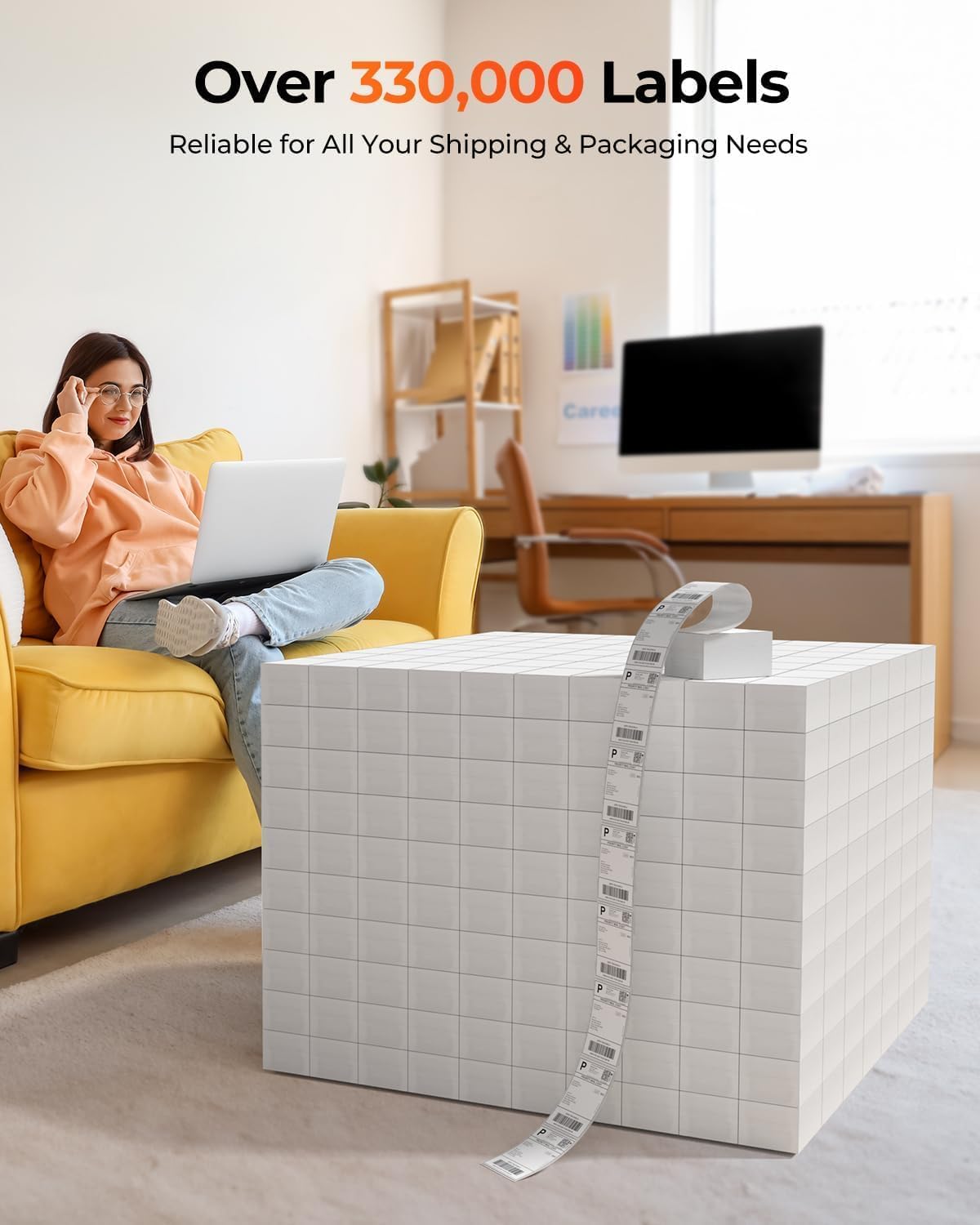 MUNBYN Bluetooth Thermodrucker für Versandetiketten, 130B Kabelloser 4x6 Etikettendrucker für kleine Unternehmen und Büros, kompatibel mit iPhone, Android, iPad, Windows, macOS, Canada Post, UPS, Purolator (Weiß)
