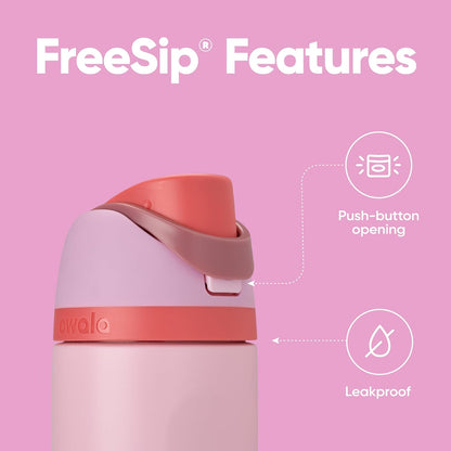 Owala FreeSip Isolierte Edelstahl-Wasserflasche mit Strohhalm für Sport und Reisen, BPA-frei, 710 ml, Shy Marshmallow