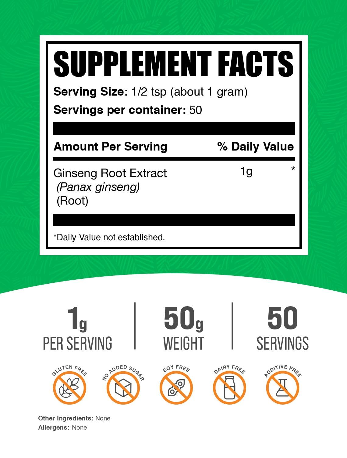 BulkSupplements.com Ginseng Root Extract Powder - Panax Ginseng Supplement, Herbal Supplement - Vegan & Gluten Free, 1g per Serving, 1kg (Pack of 5) (11 lbs)
