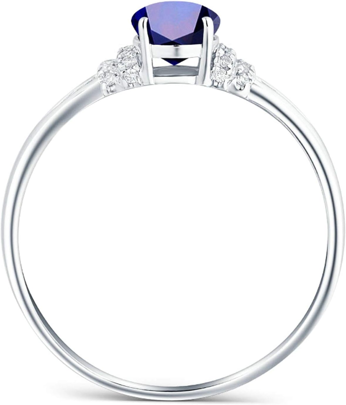 Aienid 18Ct White Gold Diamond Engagement Rings Women Oval Cut Blue Sapphire Wedding Rings for Women