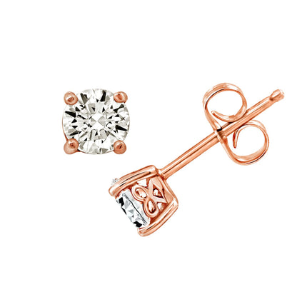 Amazon Essentials Yellow Gold Plated, Platinum or Rose Gold Plated Sterling Silver Infinite Elements Cubic Zirconia Stud Earrings | White, Blue, Green, or Pink Cubic Zirconia