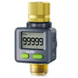 RAINPOINT Water Flow Meter with Brass Inlet & Outlet, 180° Screen-Flip Water Meter, Measure Gallon/Liter Consumption for RV Filling, Garden Watering, Sprinkler and Hoze Nozzle
