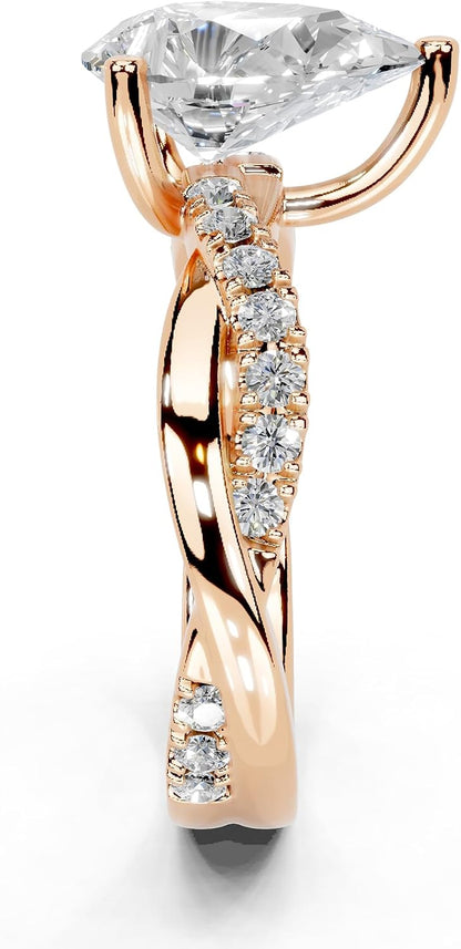 Pear Cut Lab Grown Diamond IGI Certified 3 Prong Split Shank Engagement Anniversary Wedding Ring in 14K Gold, Platinium for Women (1.0-5.0 Ct, F-G Color, VS1-VS2 Clarity)
