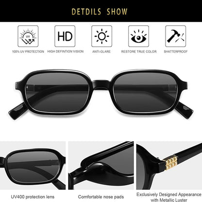 Awdchny Retro Ovale Sonnenbrille für Damen – Elegante Cat Eye 90er Sonnenbrille, Leichter schmaler Rahmen, Trendige UV-Schutz Sonnenbrille 8057 Schwarz+Braun+Schildpatt