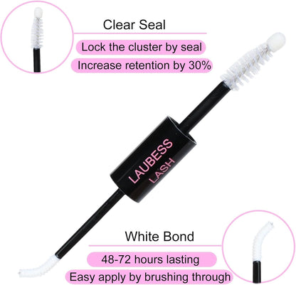 Wimpernverlängerungs-Set 20D+40D Cluster mit Kleber und Versiegelung – Wasserdichtes DIY-Wimpernverlängerungs-Set mit Pinzette (Set 20D/40D-0.07D-9-16Mix)