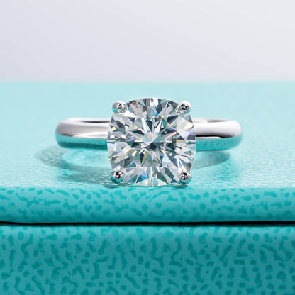AnuClub Cushion/Emerald/Pear Moissanite Engagement Ring, D Color 925 Sterling Silver, Eternity Wedding Promise Anniversary Band Rings for Women