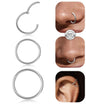 Opal Nose Ring Studs Horseshoe Nose Rings Hoops Stud 316L Stainless Steel Nose Rings Round CZ Square Screw L Shaped Nose Stud Hypoallergenic Nostril Piercing Jewelry for Women Men