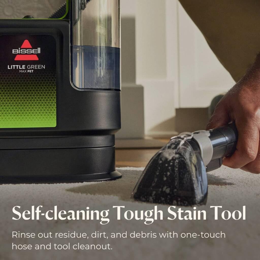 BISSELL Little Green Proheat Tragbarer Tiefenreinigungs-/Fleckenentfernungs-/Autoaufbereiter mit selbstreinigendem HydroRinse-Werkzeug für Teppiche und Polster, 2513E