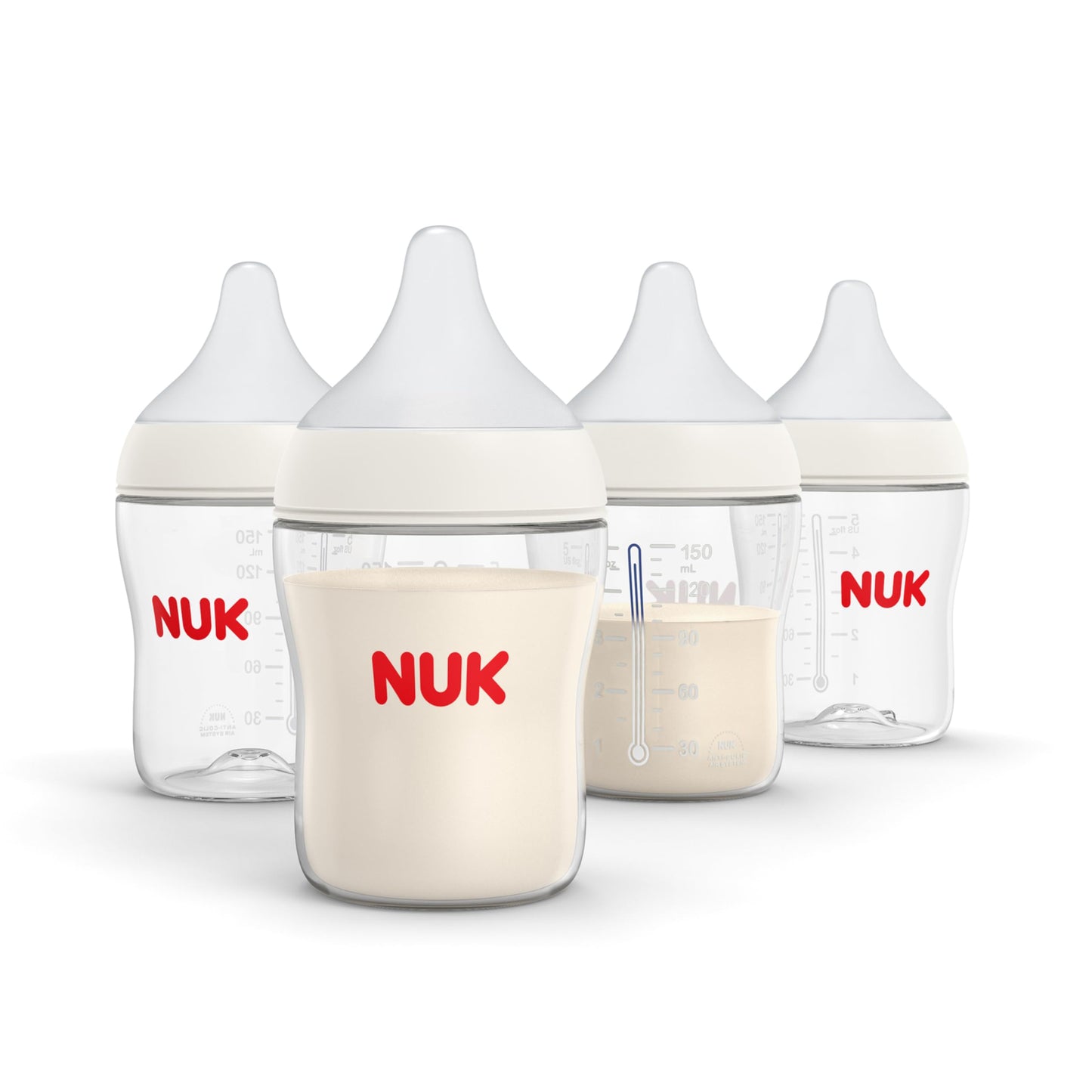 NUK Perfect Match Glass Natural + Anti-Colic Bottle, 8 oz. Glass Baby Bottles with SafeTemp Temperature Indicator, Newborn Essentials, 3-Pack