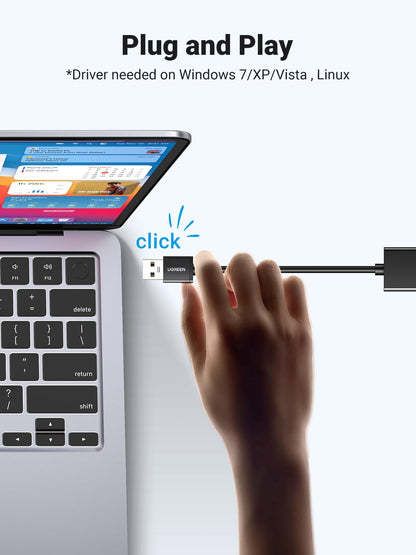 UGREEN USB-auf-Ethernet-Adapter, 1000 MBit/s Plug-and-Play-Ethernet-Adapter mit USB 3.0, treiberfrei, RJ45 LAN-Netzwerk-Dongle, kompatibel mit Nintendo Switch, Laptop, PC, MacBook, Windows, macOS, Linux