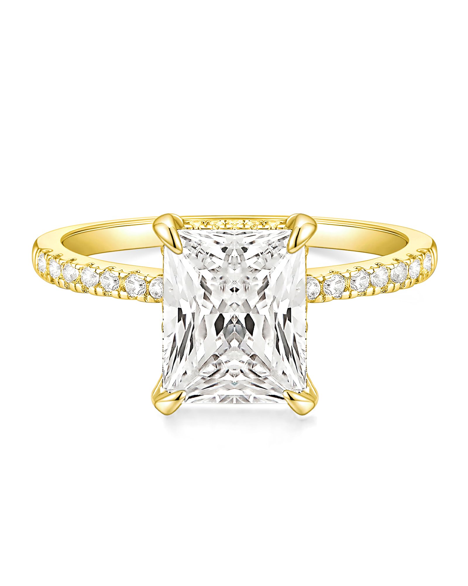 TIGRADE 4CT Engagement Ring for Women Radiant Cut Cubic Zirconia Wedding Band CZ Promise Anniversary Ring Size 3-11