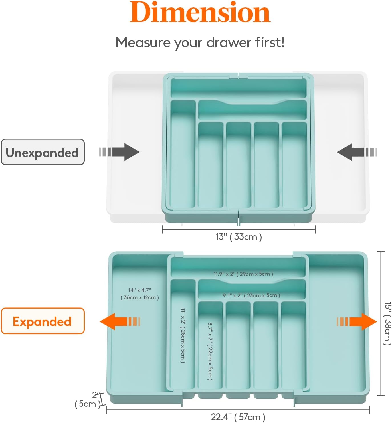Lifewit Besteck Organizer, erweiterbarer Utensilien Organizer für die Küche, Utensilienhalter, verstellbarer Besteckkasten Schubladen Organizer für Löffel, Messer, Küchen Organizer und Aufbewahrung, Schwarz