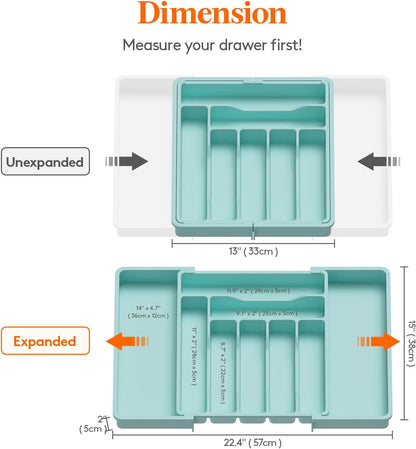 Lifewit Besteck Organizer, erweiterbarer Utensilien Organizer für die Küche, Utensilienhalter, verstellbarer Besteckkasten Schubladen Organizer für Löffel, Messer, Küchen Organizer und Aufbewahrung, Schwarz