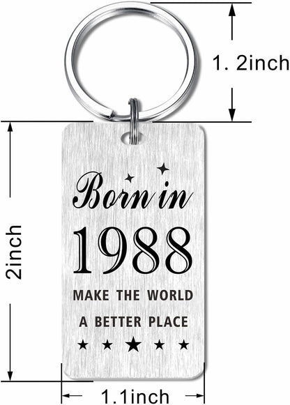 Gezxin Happy Birthday Schlüsselanhänger Geschenke für Frauen Männer - Personalisierter Edelstahl Geburtstagsschlüsselanhänger - Mach die Welt zu einem besseren Ort