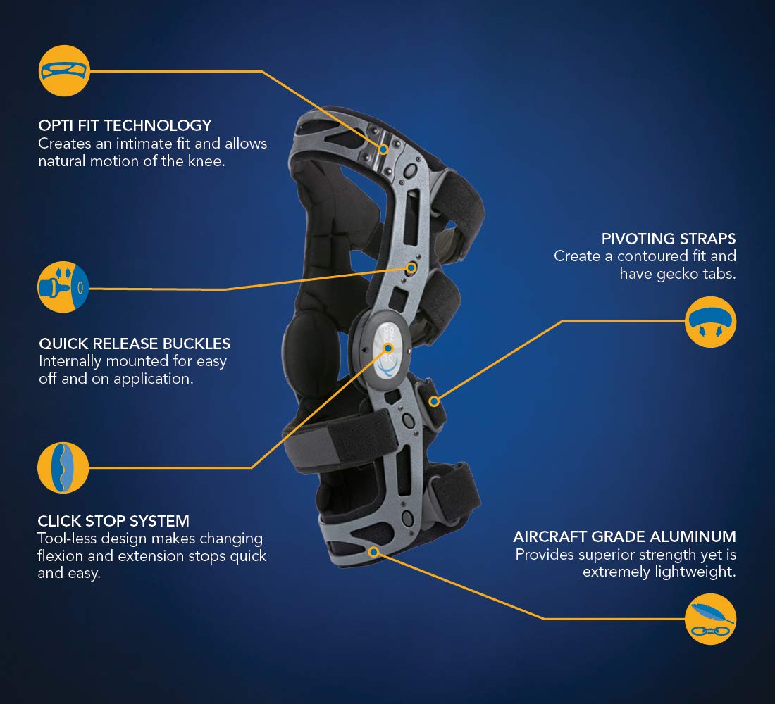 United Ortho 300541-07 Functional ACL Knee Support Brace, Right Leg, Large