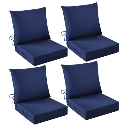 IASEAHK Outdoor Chair Cushions, 24 x 24 Inch Outdoor Cushion for Patio Furniture, Patio Chair Cushion, Waterproof & Fade Resistant Deep Patio Furniture Cushions Set with Handle and Ties, Navy Blue