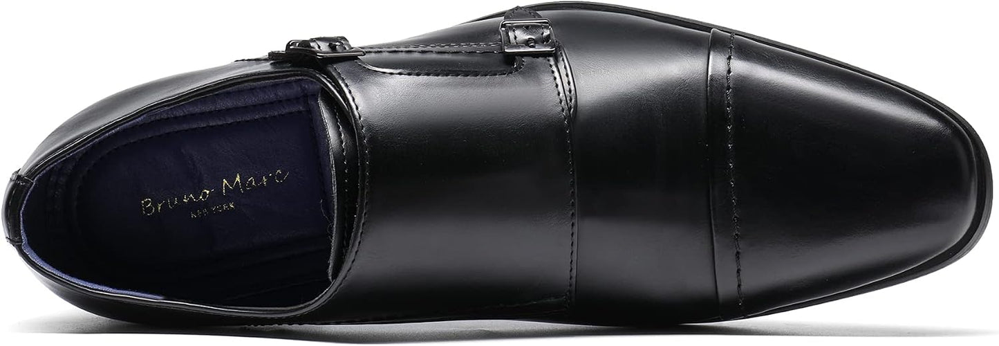 Bruno Marc Men's Dress Loafers Hutchingson Formal Monk Strap Slip-on Leather Shoes